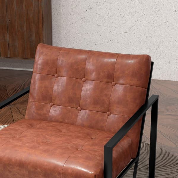 Rootz Lounge -tuoli - Chesterfieldin rentoutumistuoli - pehmustettu faux -nahka - Neo -Retro Comfort - 75cm x 81cm x 78 cm