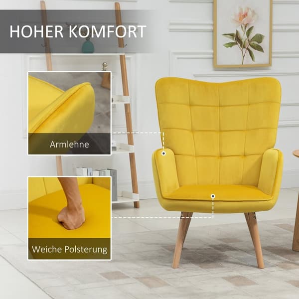Rootzin olohuoneen tuoli - nojatuoli - verhoiltu tuoli - korkea mukavuus - Velvet Polyester -vaahto - 71 x 76 x 101 cm