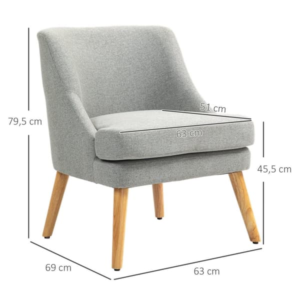 Rootz Linen Look Padded Lounge Chair - fåtölj - Reclinerstol - Ultimat komfort - 63 cm x 69 cm x 79,5 cm