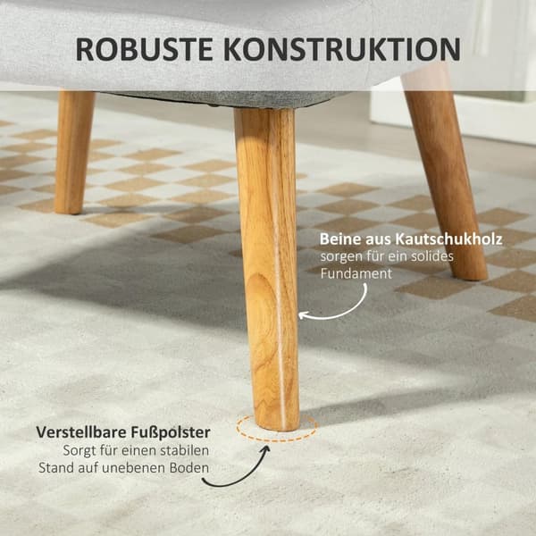Rootz Linen Look Padded Lounge Chair - fåtölj - Reclinerstol - Ultimat komfort - 63 cm x 69 cm x 79,5 cm