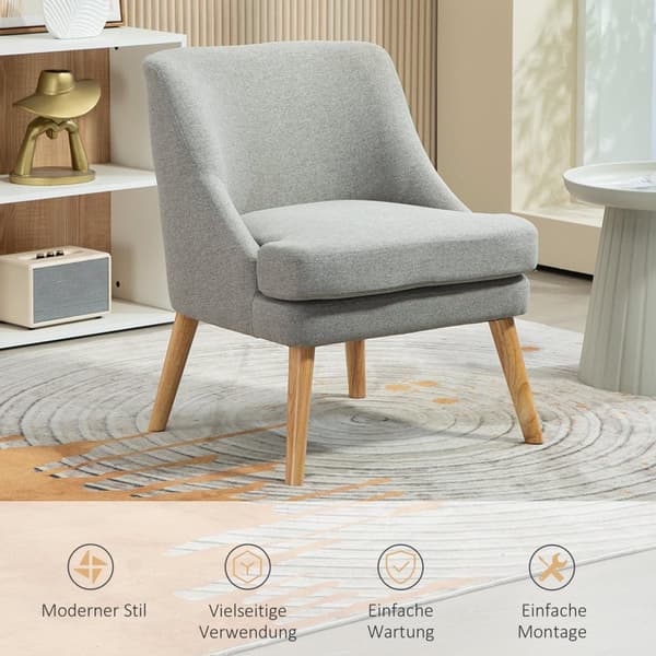 Rootz Linen Look Padded Lounge Chair - fåtölj - Reclinerstol - Ultimat komfort - 63 cm x 69 cm x 79,5 cm