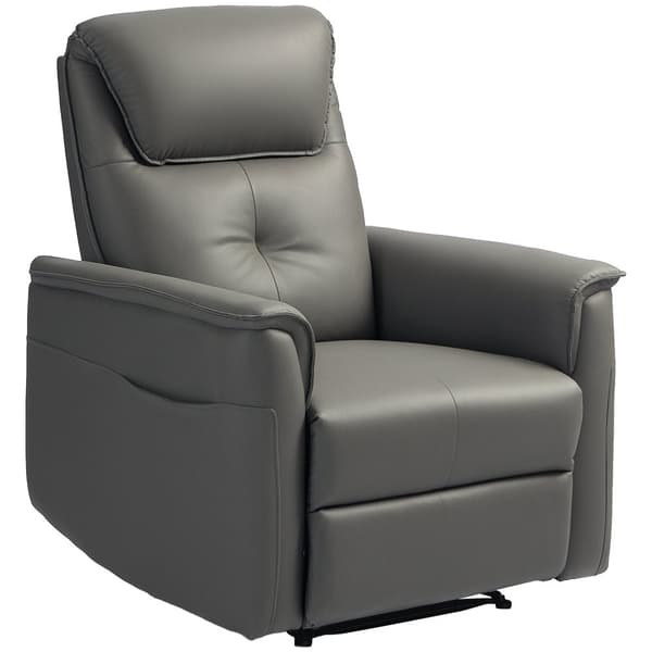 Rootz Recliner Chair - Justerbar fåtölj - solstol med fotstöd - Pocket Spring Seat, sidofickor - 84 cm x 89 cm x 105 cm - Grå