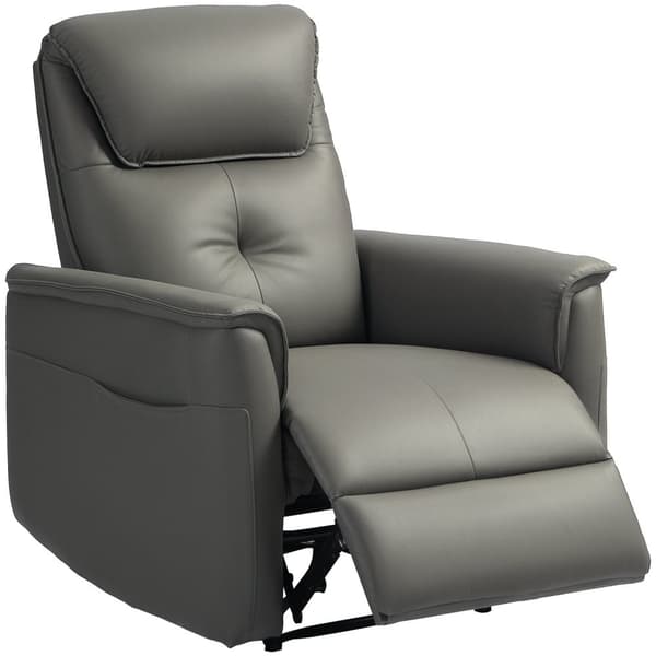 Rootz Recliner Chair - Justerbar fåtölj - solstol med fotstöd - Pocket Spring Seat, sidofickor - 84 cm x 89 cm x 105 cm - Grå