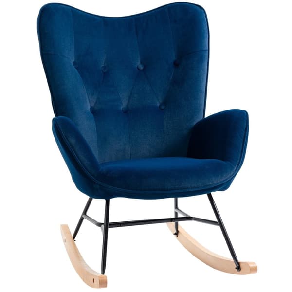 ROOTZ ROCKING CHAY - Quilted Velvet Look - Sygeplejestol - 150 kg kapacitet - Ergonomisk komfort - 65L x 70W x 96H cm - Blå