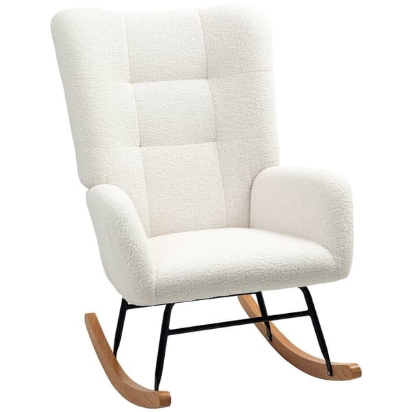 Rootz Rocking Stol - Hyggeligt dækning - Tyk polstring - skridsikre - 70 x 94 x 100 cm - Hvid
