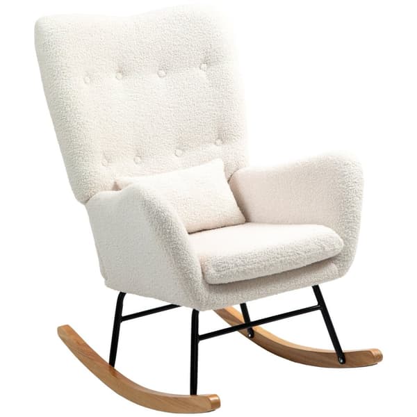 Rootz Rocking Stol - Hyggeligt sæde - Komfortabel lænestol - Tyk polstring - 69W X 92d X 100H CM - Hvid