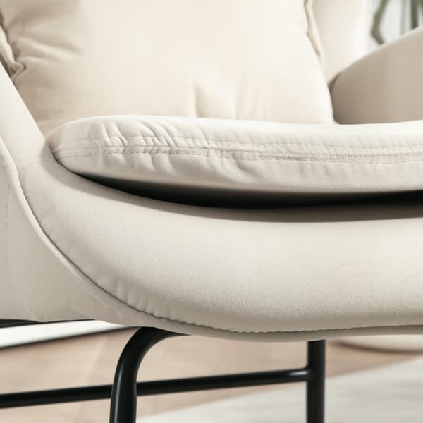 Rootz Rocking Chair - Sygeplejestol - Velvet lænestol - Lumbar Support - White - 67 cm x 85 cm x 112 cm