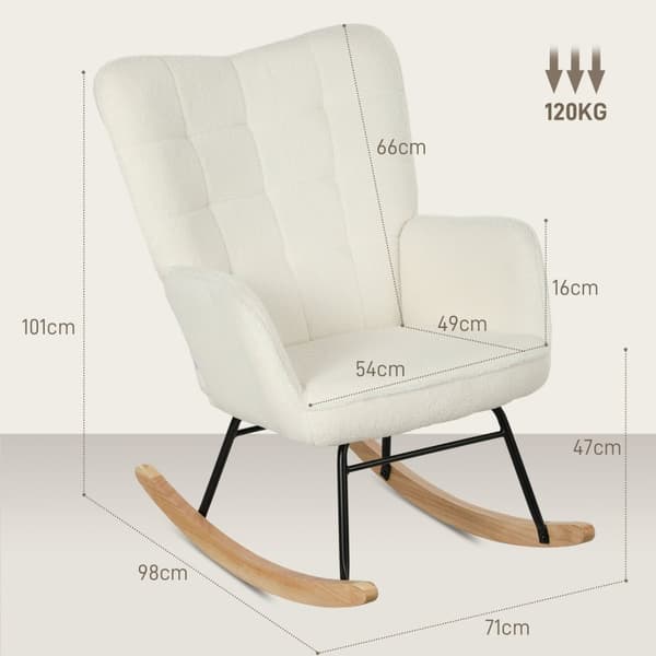 Juuren keinutuoli Fleece Look - Ergonominen nojatuoli - Rentouttava tuoli - tukee vartaloa - 98d x 71w x 101h cm