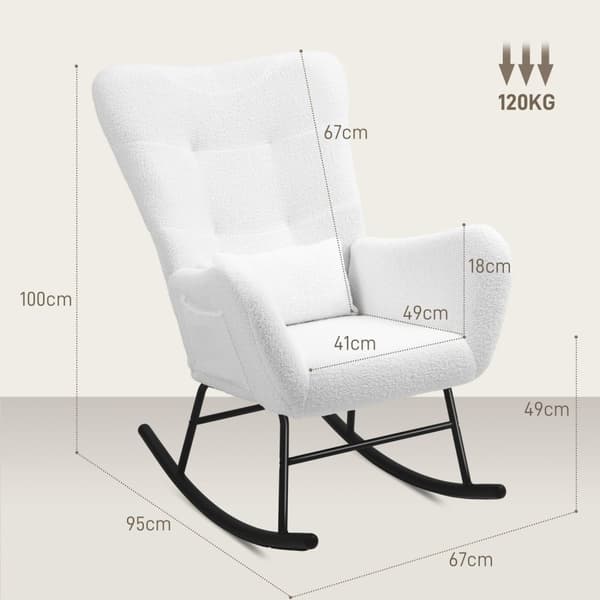 Rootz Rocking Stol - Fluffy stol - Gliderstol - Luksuriøs komfort - 67 cm x 95 cm x 100 cm - Hvid