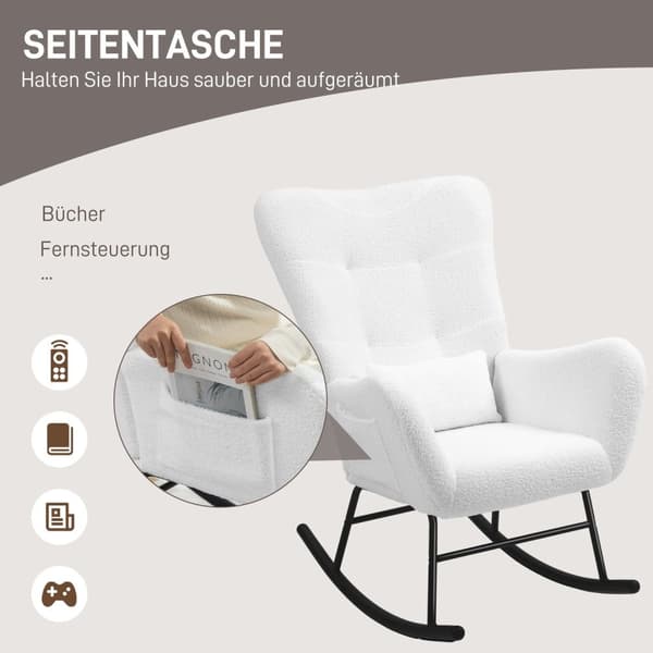 Rootz Rocking Stol - Fluffy stol - Gliderstol - Luksuriøs komfort - 67 cm x 95 cm x 100 cm - Hvid
