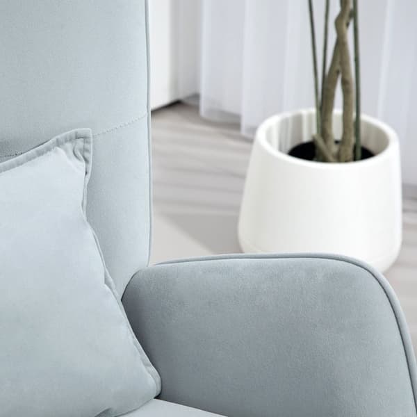 Rootz Rocking Stol - Sygeplejestol - Velvet Stol - Lumbar Support - Velvet Look Cover - 67L X 85W X 112H CM - Grå