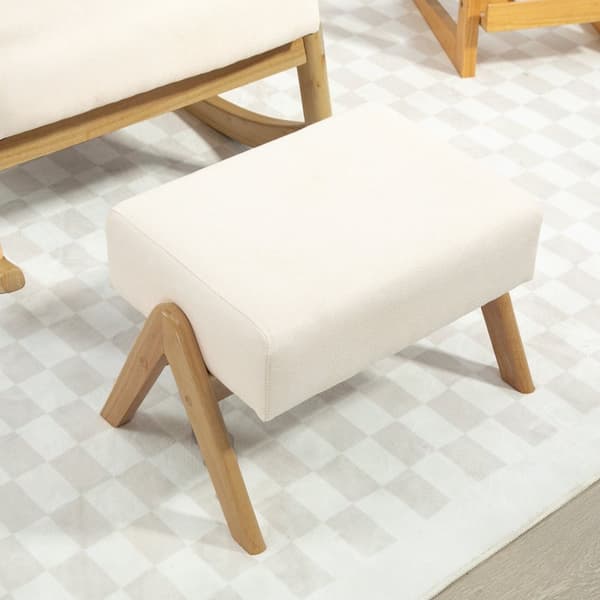 Rootzin keinutuoli jakkara - pehmeästi pehmustettu - liinavaatteet - Ultimate Comfort - 65W x 96d x 94,5H cm - kermavalkoinen