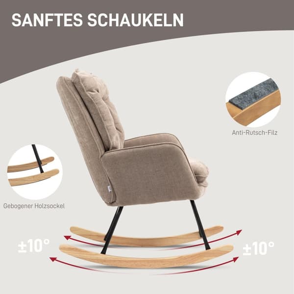 Rootzin keinutuoli - Swing -tuoli - leveä istuin - Chenille Comfort - 71cm x 98,5 cm x 97cm - tukee jopa 120 kg