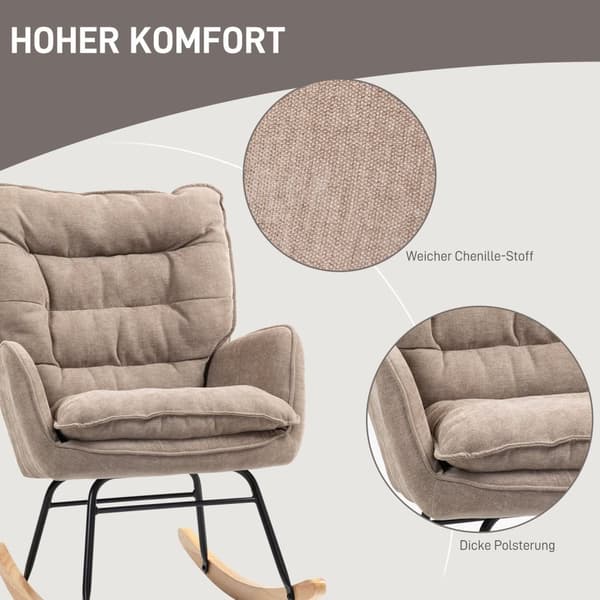 Rootzin keinutuoli - Swing -tuoli - leveä istuin - Chenille Comfort - 71cm x 98,5 cm x 97cm - tukee jopa 120 kg