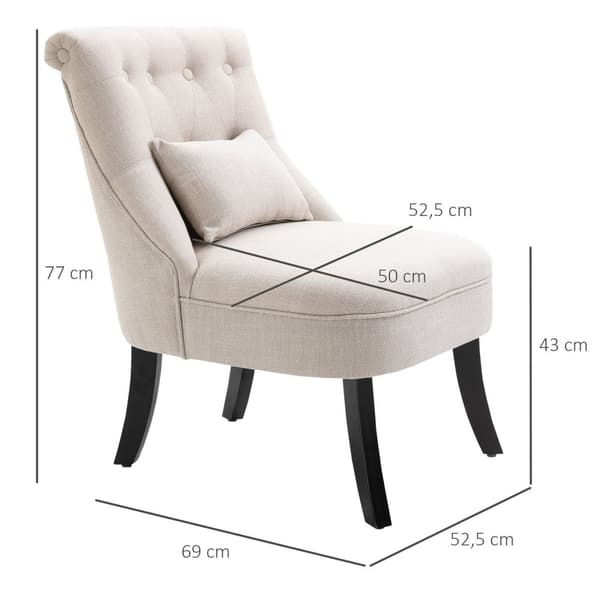 Rootzin pehmeä verhoiltu nojatuoli - Reading -tuoli - lepotuoli - takatuki - 52,5 x 69 x 77 cm - valkoinen liinavaatekagas