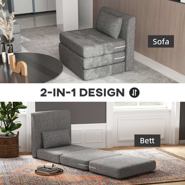 Rootz Sofa Bed - Gästmadrass - Tri -Fold Chair - Compact and Versatile - Metal Frame - 80x75x74 CM - Grå