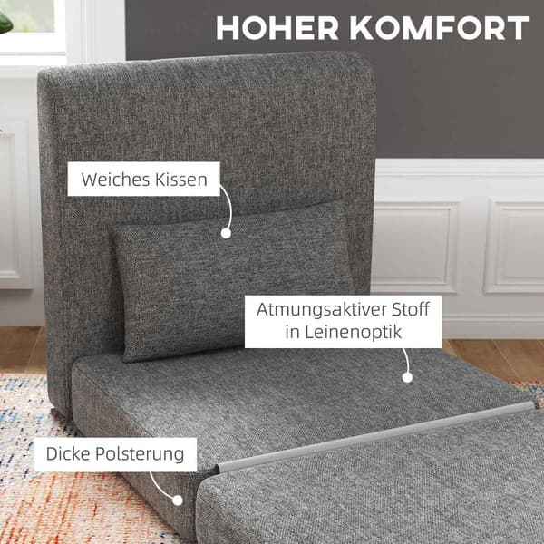 Rootz Sofa Bed - Gästmadrass - Tri -Fold Chair - Compact and Versatile - Metal Frame - 80x75x74 CM - Grå