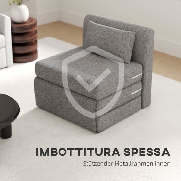 Rootz Sofa Bed - Gästmadrass - Tri -Fold Chair - Compact and Versatile - Metal Frame - 80x75x74 CM - Grå