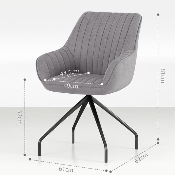 Rootz Swivel Arm Chair - Modern Accent Chair - Living Room Office Chair - 360 ° Rotation - 61 cm x 62 cm x 81 cm