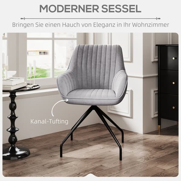 Rootz Swivel Arm Chair - Modern Accent Chair - Living Room Office Chair - 360 ° Rotation - 61 cm x 62 cm x 81 cm