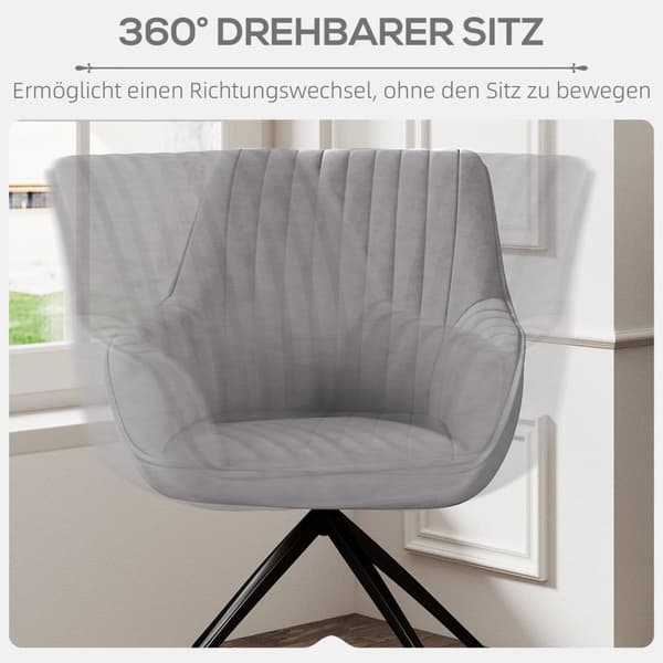 Rootz Swivel Arm Chair - Modern Accent Chair - Living Room Office Chair - 360 ° Rotation - 61 cm x 62 cm x 81 cm