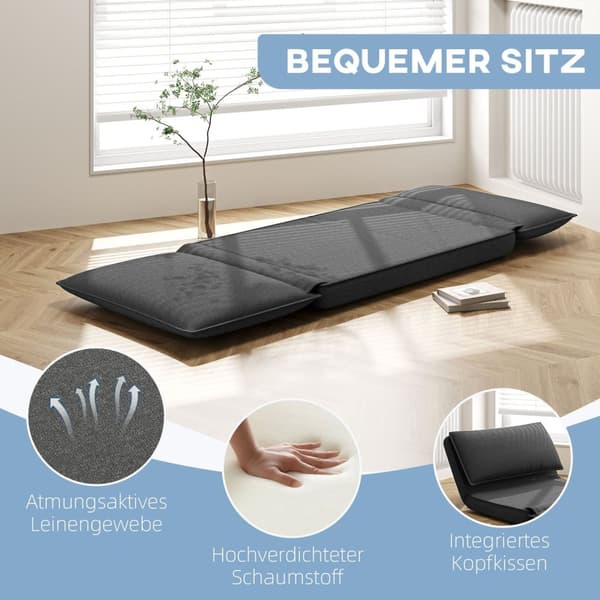 Rootz SOFA BED - Justerbar ryggstöd - Bortabell tyg - Integrerat nackstöd - 76L x 75W x 56H cm (golvstol) - Grå