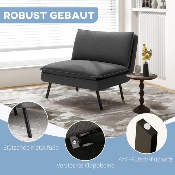 Rootz SOFA BED - Justerbar ryggstöd - Bortabell tyg - Integrerat nackstöd - 76L x 75W x 56H cm (golvstol) - Grå