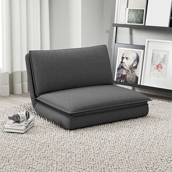 Rootz SOFA BED - Justerbar ryggstöd - Bortabell tyg - Integrerat nackstöd - 76L x 75W x 56H cm (golvstol) - Grå