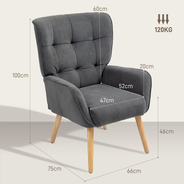 Rootz klädda fåtölj - vardagsrumsstol - lässtol - sammet komfort - 66W x 75d x 100h cm - stöder upp till 120 kg