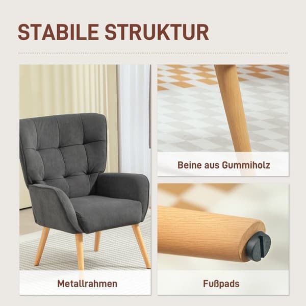 Rootz klädda fåtölj - vardagsrumsstol - lässtol - sammet komfort - 66W x 75d x 100h cm - stöder upp till 120 kg