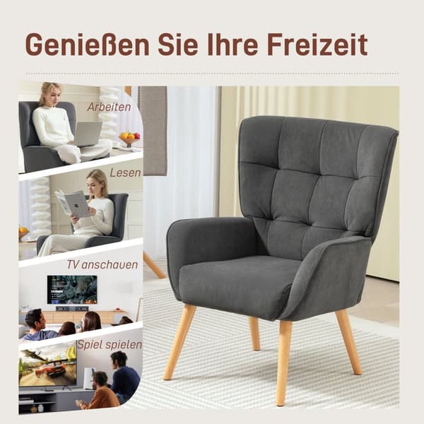 Rootz klädda fåtölj - vardagsrumsstol - lässtol - sammet komfort - 66W x 75d x 100h cm - stöder upp till 120 kg