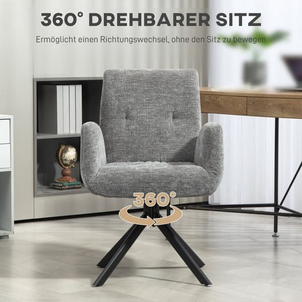 Rootz polstret accentstol - drejelig lænestol - moderne loungestol - 360 ° rotation - 60 cm x 61 cm x 88 cm - Comfy Gray Design