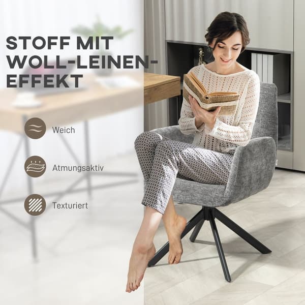 Rootz polstret accentstol - drejelig lænestol - moderne loungestol - 360 ° rotation - 60 cm x 61 cm x 88 cm - Comfy Gray Design