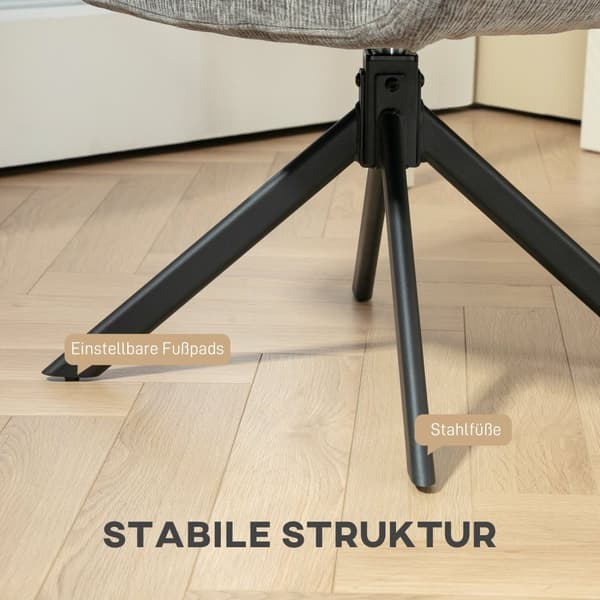 Rootz polstret accentstol - drejelig lænestol - moderne loungestol - 360 ° rotation - 60 cm x 61 cm x 88 cm - Comfy Gray Design