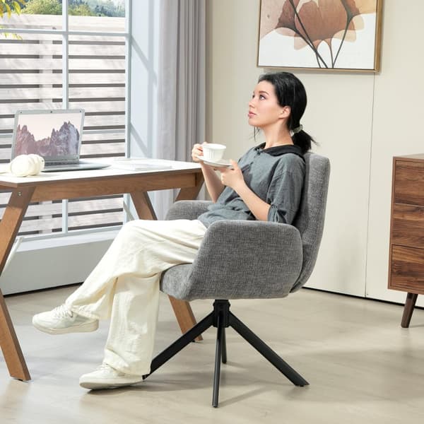 Rootz polstret accentstol - drejelig lænestol - moderne loungestol - 360 ° rotation - 60 cm x 61 cm x 88 cm - Comfy Gray Design