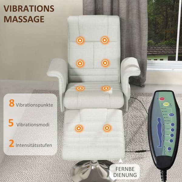 Rootz Massagestol med avföring - Recliner - Relaxationsstol - 8 -punktsvibration - 78 cm x 95 cm x 88 cm