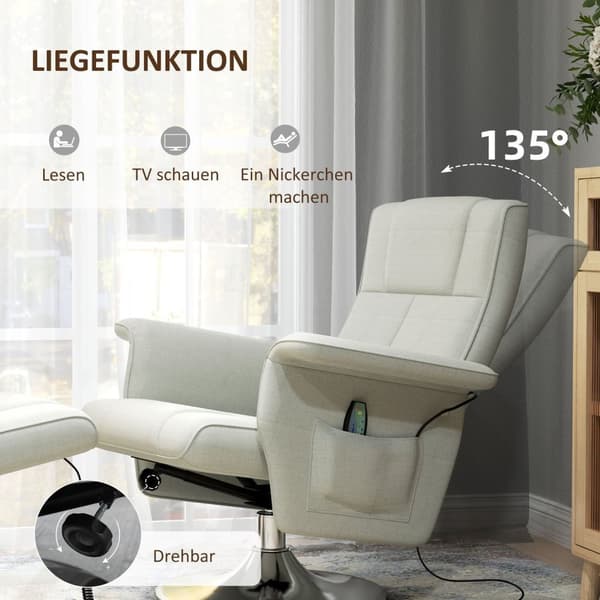 Rootz Massagestol med avföring - Recliner - Relaxationsstol - 8 -punktsvibration - 78 cm x 95 cm x 88 cm