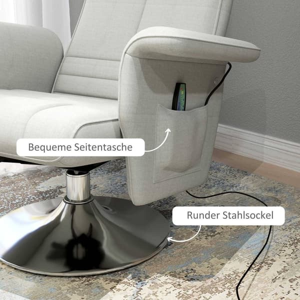 Rootz Massagestol med avföring - Recliner - Relaxationsstol - 8 -punktsvibration - 78 cm x 95 cm x 88 cm