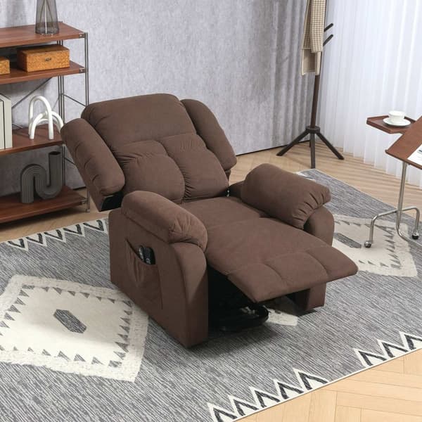 Rootz stand -up hvilestol - Massagestol - Opvarmet stol - Hyggelig komfort - 92W x 102d x 104h cm - Brun fløjls finish