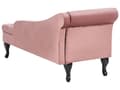 Miniatyrbilde 6 av 11: Venstrevendt Sjeselong Rosa Fløyelspolstring Svarte ben Oppbevaringsrom Tuftet sete Bolsterpute Glam Retro Design