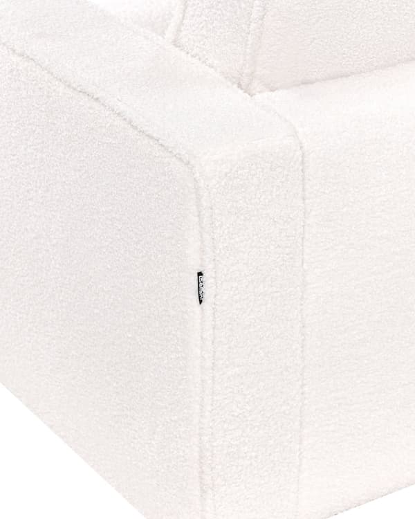 Lenestol Hvit Boucle Fabric Minimalistisk Stil Stue Aksentstol Svarte Ben Sporarm