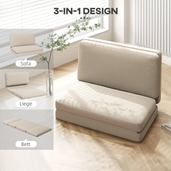 Rootz 2 -in -1 -taitettu lepotuoli - vieraspatja - laiska sohva - suurin mukavuus - 120w x 80d x 75h cm (tuoli), 120w x 275d x 10h cm (sänky) - ruskea