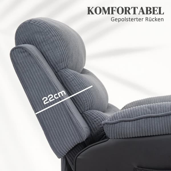 Rootz Riser Recliner -tuoli - Stand -Up -tuoli - Electric TV -tuoli - Kaukosäädin - 96 cm x 96cm x 108cm - Harmaa vaurahtainen kansi