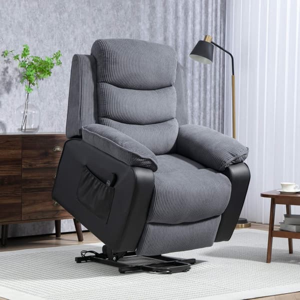 Rootz Riser Recliner -tuoli - Stand -Up -tuoli - Electric TV -tuoli - Kaukosäädin - 96 cm x 96cm x 108cm - Harmaa vaurahtainen kansi