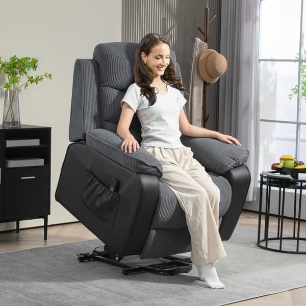 Rootz Riser Recliner -tuoli - Stand -Up -tuoli - Electric TV -tuoli - Kaukosäädin - 96 cm x 96cm x 108cm - Harmaa vaurahtainen kansi
