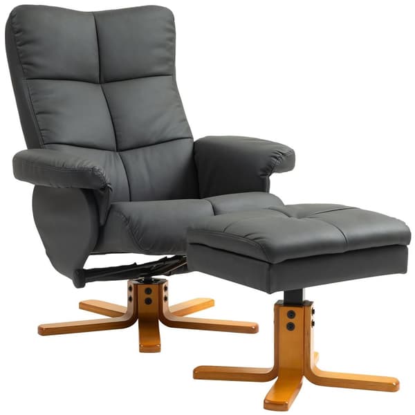 Rootz afslapningstol med afføring - hvilestol - drejestol - 145 ° Tilt & opbevaring - grå - 80 cm x 86 cm x 99 cm