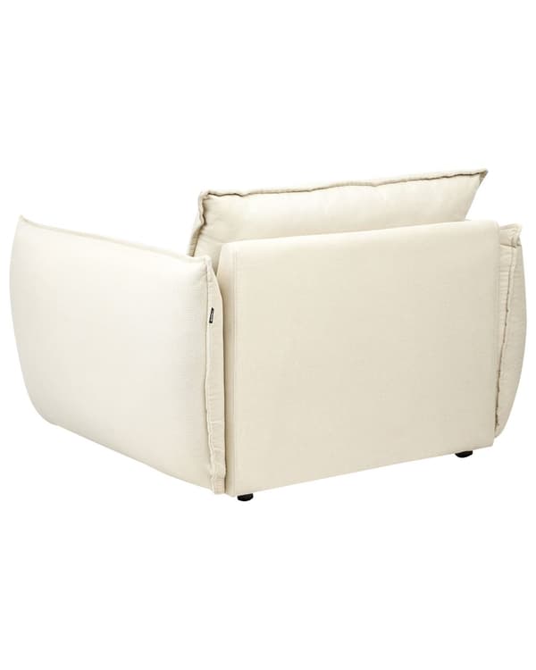 Lenestol Lysebeige Stoff Dypt og bredt sete Lav profil Ryggstøtte og armlener med puter Moderne design