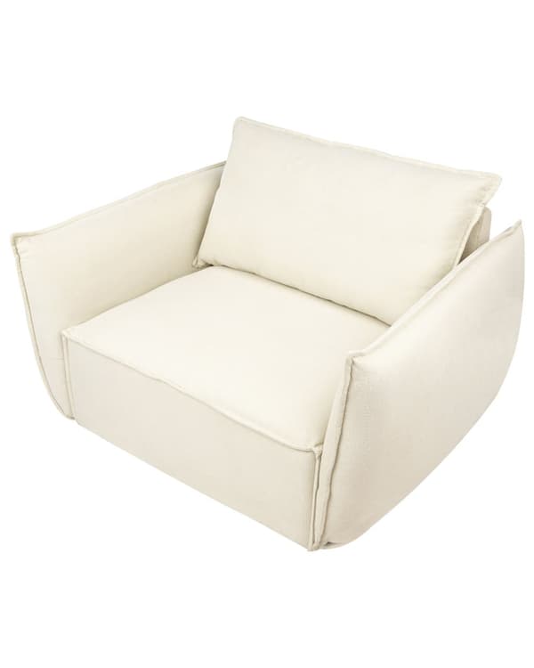 Lenestol Lysebeige Stoff Dypt og bredt sete Lav profil Ryggstøtte og armlener med puter Moderne design
