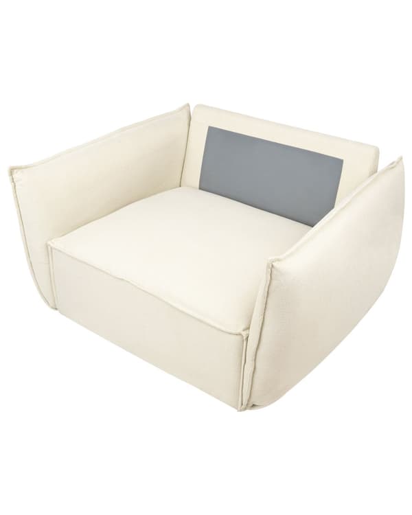 Lenestol Lysebeige Stoff Dypt og bredt sete Lav profil Ryggstøtte og armlener med puter Moderne design