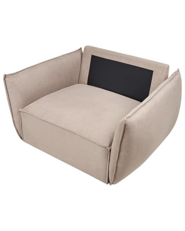Lenestol Taupe Stoff Dypt og bredt sete Lav profil Ryggstøtte og armlener med puter Moderne design